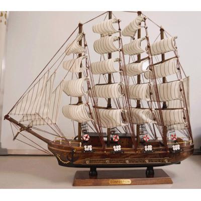 地中海式手工木製工藝品帆船(48X10X45CM)