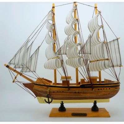 地中海風格木製帆船模型(35X6X32CM)