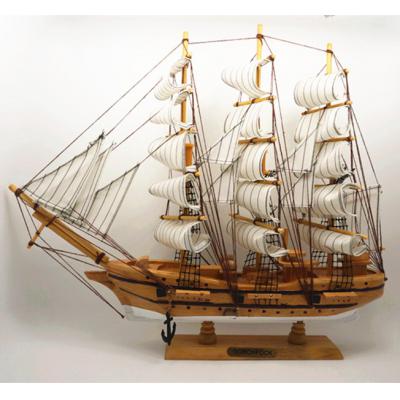 地中海式手工木製帆船模型擺設(43X9X39CM)
